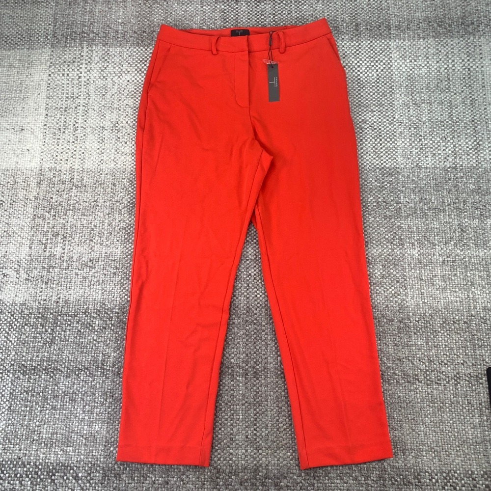 Tahari Trousers Womens 14 Poppy Red Straight Leg Stretch Crepe Dress Pants NEW